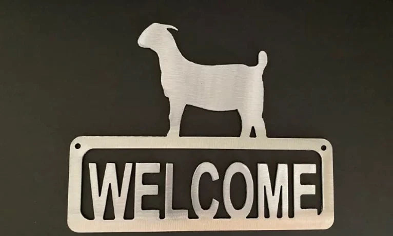 Goat welcome metal sign farmhouse hand crafted decor MS-1069
