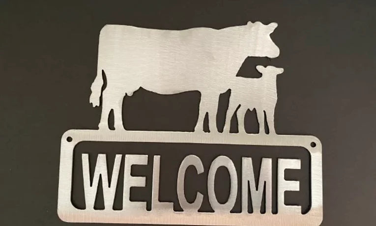 Cow & calf welcome metal sign farmhouse hand crafted decor MS-1066
