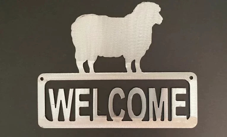 Sheep welcome metal sign farmhouse hand crafted decor MS-1064