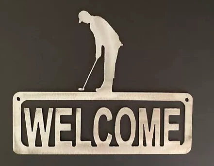 Golfer golf welcome metal sign hand crafted decor MS-1061