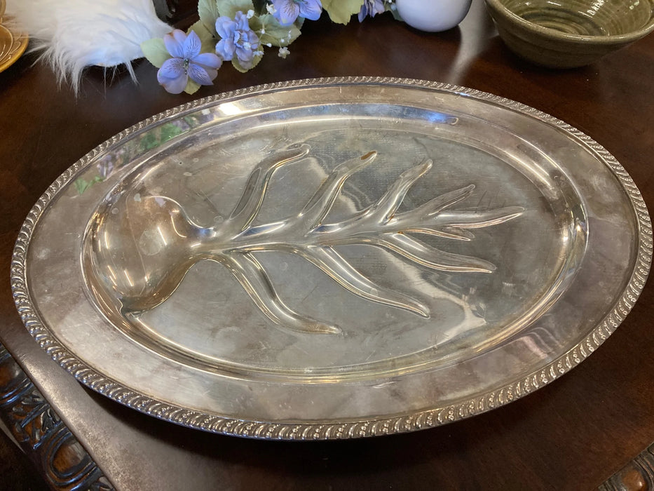 Silver plated footed antique serving tray 28043