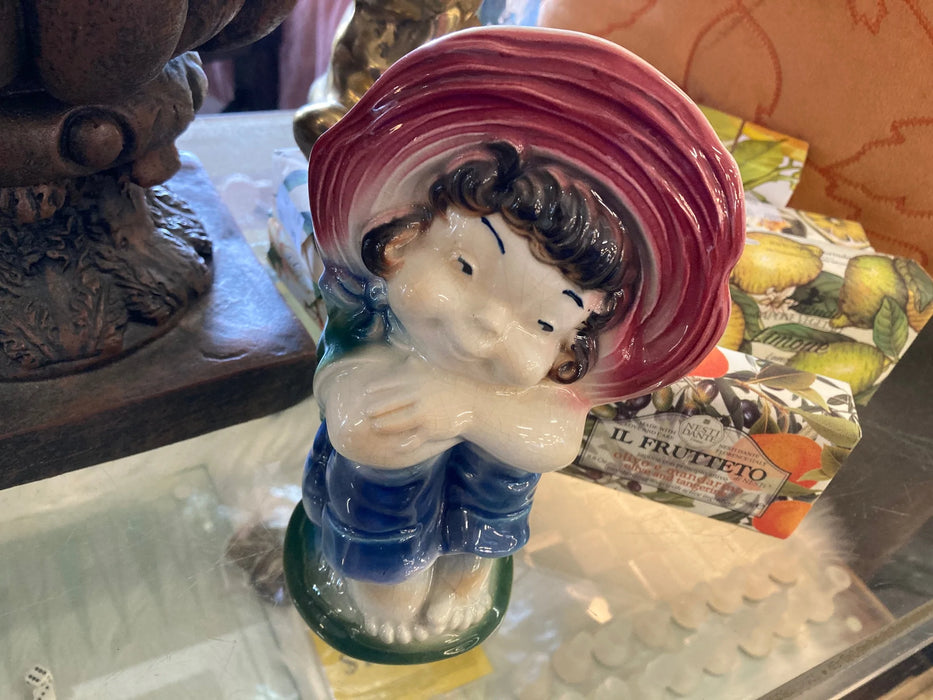Vintage porcelain boy in hat vase 28051