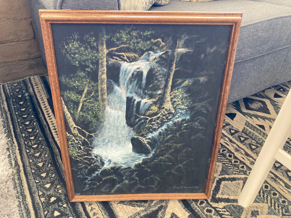 Jim O'Brien LOCAL ARTIST Lassen waterfall framed signed painting 28075