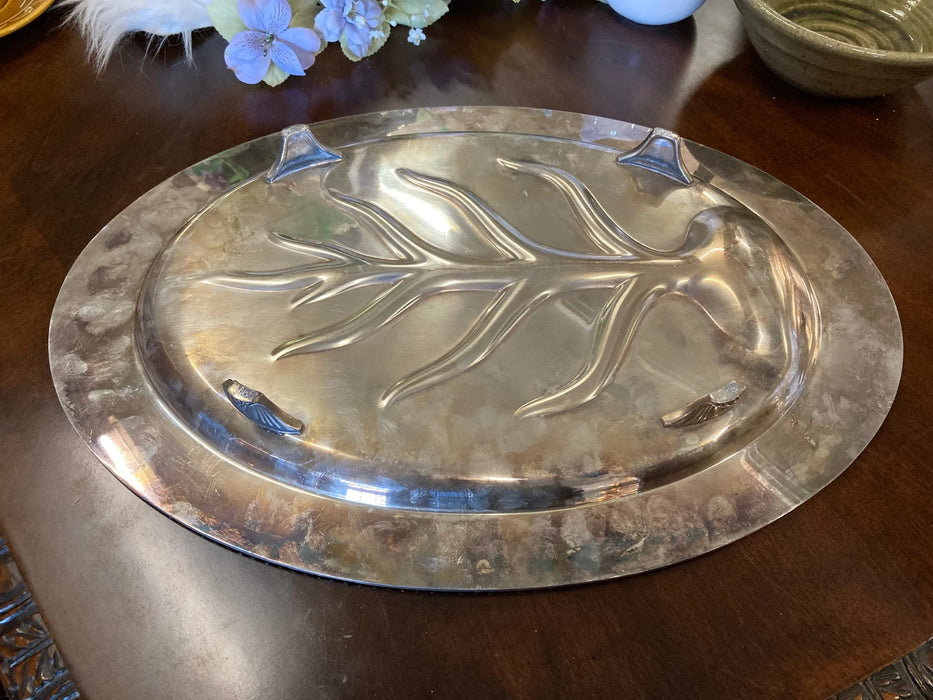 Silver plated footed antique serving tray 28043