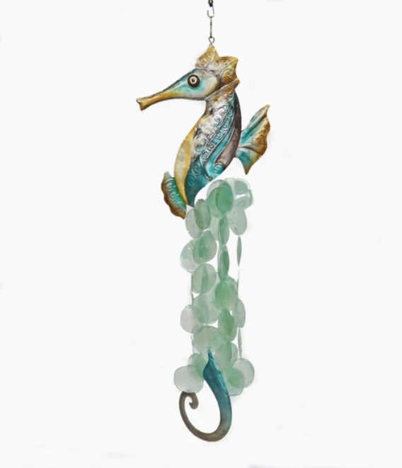 Metal and Capiz Shell Sea Horse Wind Chime NEW BT-23901