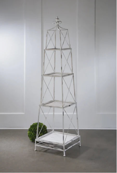 4 Tier Cream Metal Obelisk Stand- White TR-18550