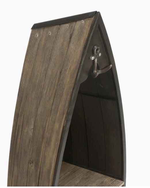 Dark Wood Boat Bookcase Display Shelf Large TR-59361-1
