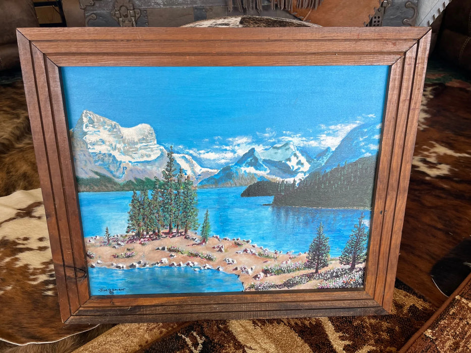 North Shore Lake Tahoe framed acrylic painting signed by local artist Jim O'brien 28226