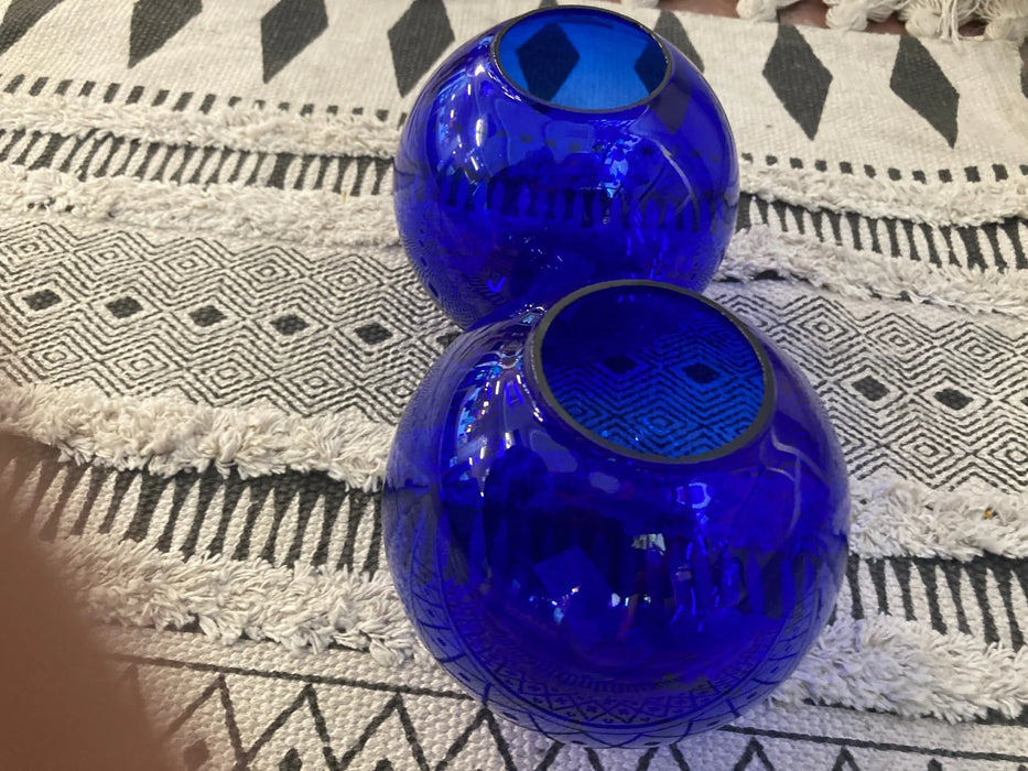 Mid century bubble vases cobalt blue 28568