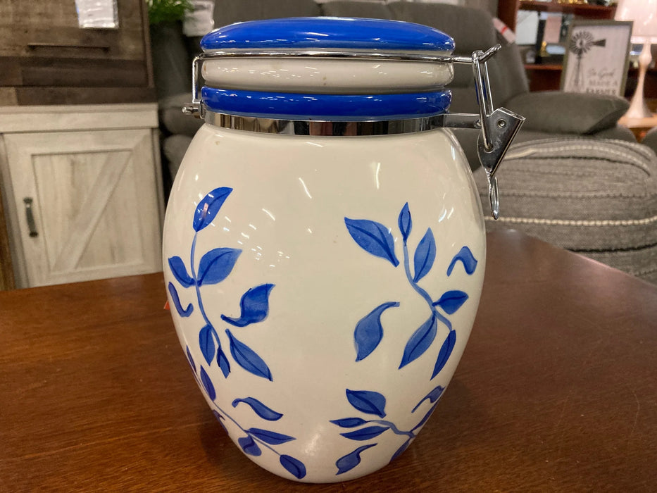 Ceramic canister hand printed cookie jar 28594