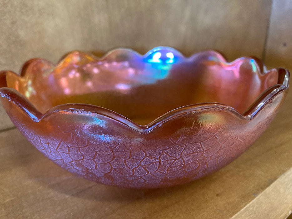 Orange carnival glass 8'' bowl 28586