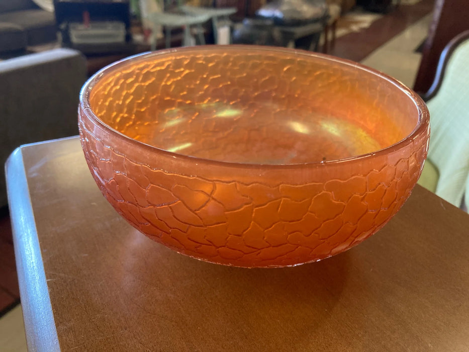 Vintage orange carnival glass 7'' bowl 28587