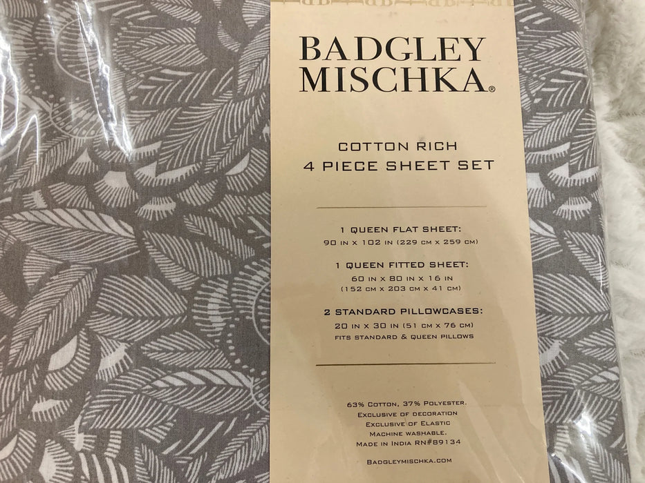 Badgley Mischka cotton rich 4 piece queen sheet set 28682