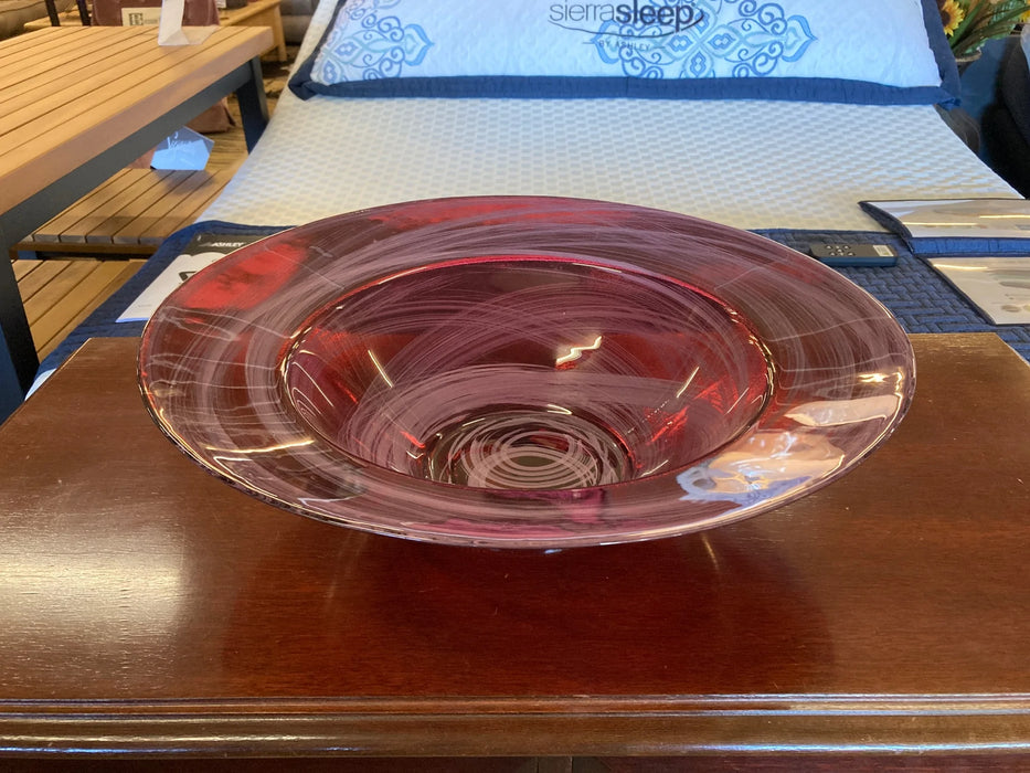 Large pink swirl decorative bowl 28665
