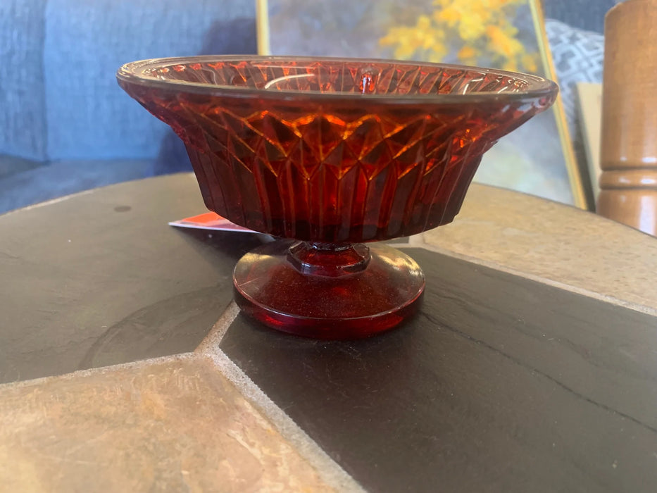 Vintage red amber glass dish 28390