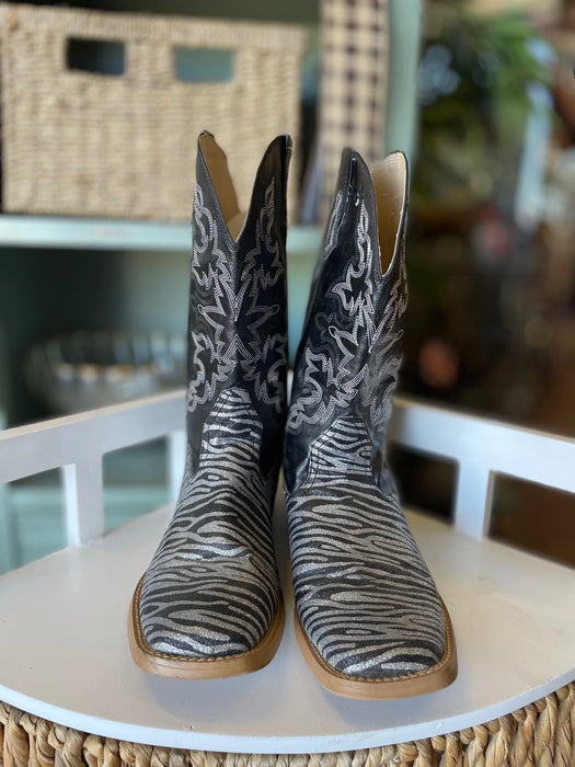 Women's Roper boots with beautiful sparkle zebra patterned sides size 11 29019