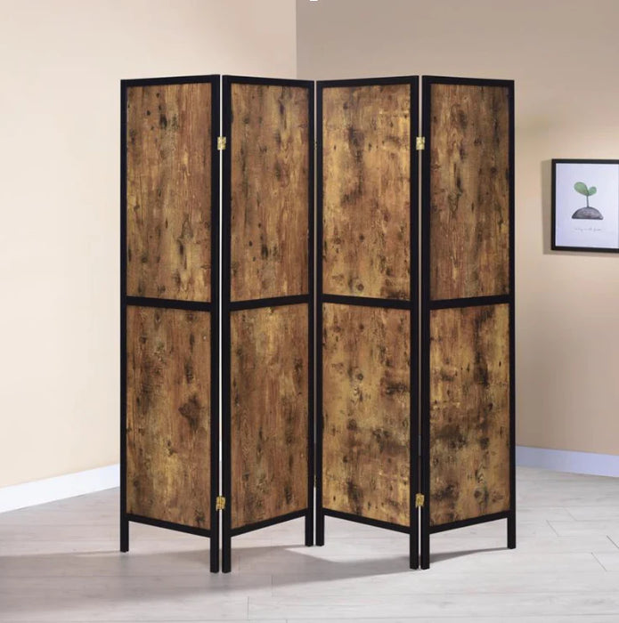 4-panel Folding Screen Antique Nutmeg and Black NEW CO-961413