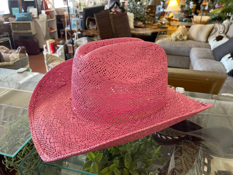 Pink straw cowboy hat 29183