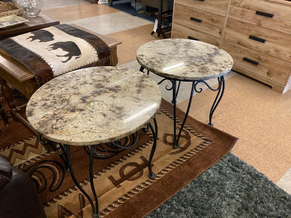 Granite top round end table heavy duty 29351