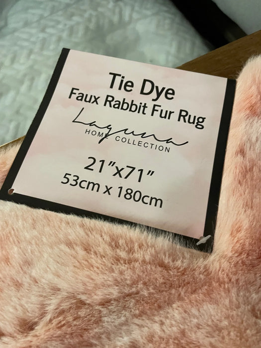 Tie Dye pink faux rabbit fur rug by Laguna Home Collections 29432