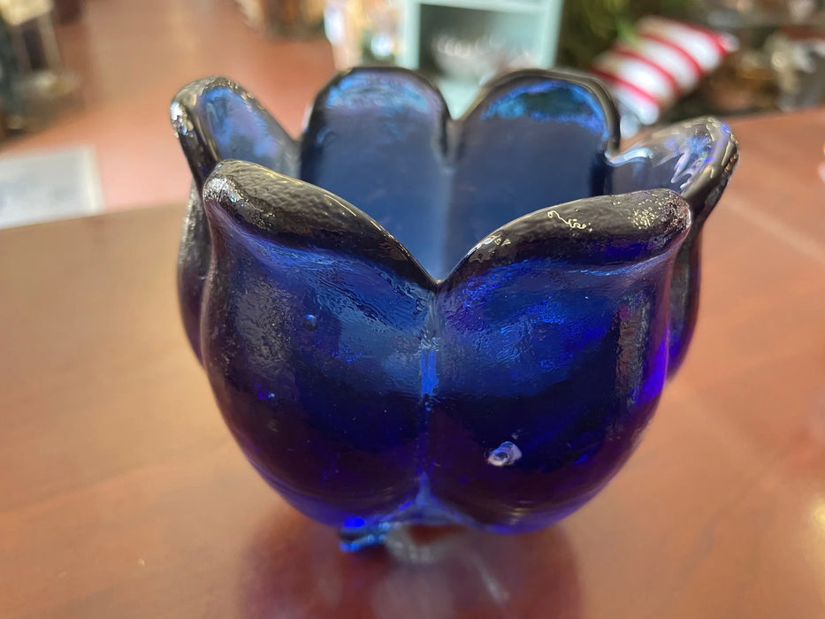 Cobalt blue tulip candle holder 29494