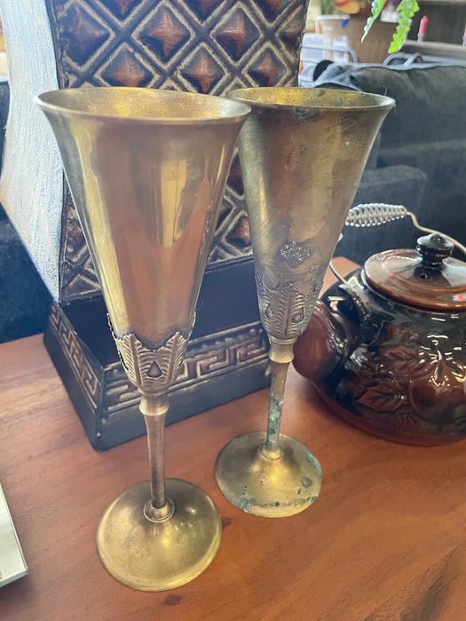 Brass flute wine glasses 29497