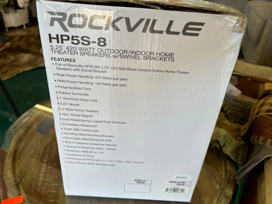 Rockville HP55-8 5.25" 420 watt theater speakers w/ swivel brackets indoor/outdoor 2pc set NEW 29526