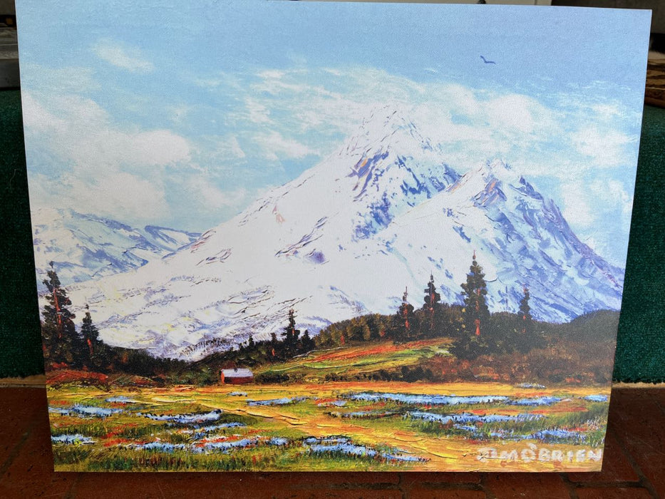 Mt Shasta local place local artist gallery wrap lithograph of painting numbered 1/50 by Jim O'Brien 29552