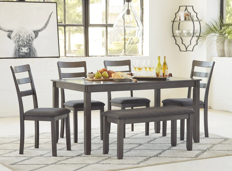 Bridson Dining Table and Chairs with Bench (Set of 6) NEW AY-D383-325