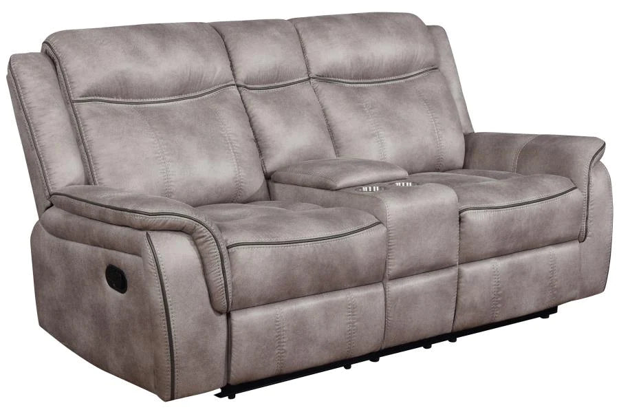 Lawrence motion loveseat w/ console, 2 recliners NEW AS IS CO-603502