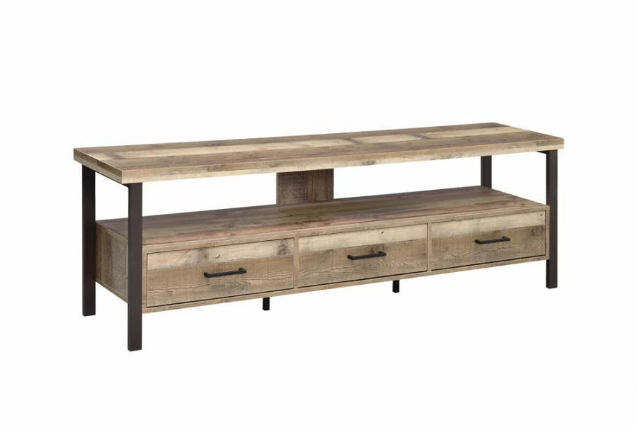 TV console stand 71" 3-drawer rustic reclaimed wood style NEW CO-721891