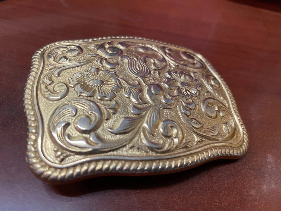 Floral chambers phoenix 24K gold platted belt buckle 29602