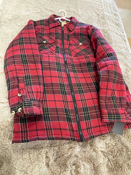 Bear River Outdoor Clothing Co. men's large red & black plaid flannel jacket 29631
