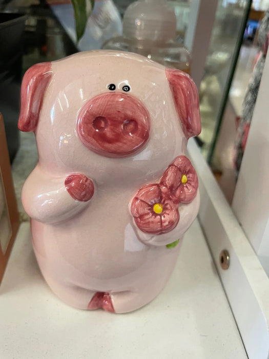 Pig piggy bank with flowers 29657