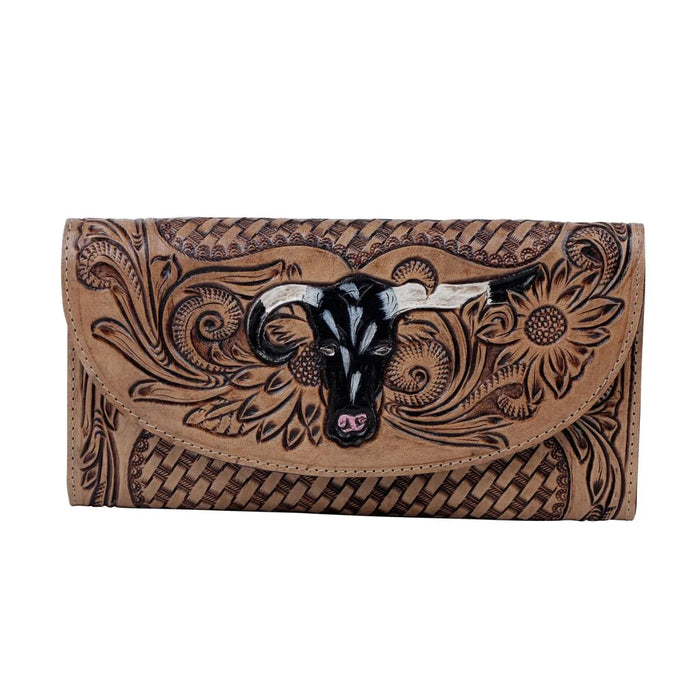 Match Up Leather Bull Head Engraved Wallet Hand Crafted Myra Bag NEW MY-S-4946
