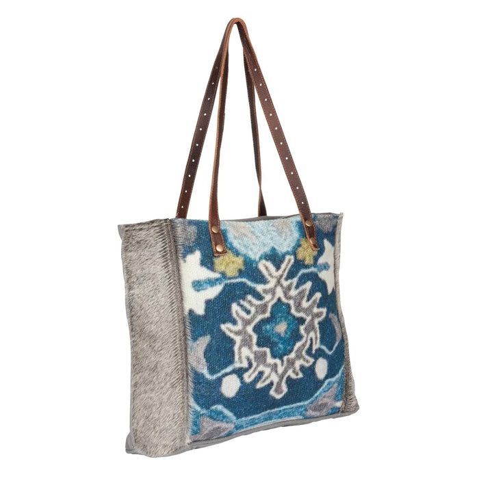 Delicate Love Canvas, Hairon Leather & Rug Tote Hand Crafted Myra Bag NEW MY-S-2183