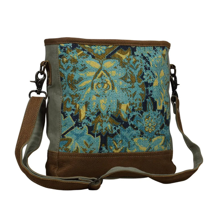 Aqua Trail Canvas, Rug & Leather shoulder purse Hand Crafted Myra Bag NEW MY-S-2031