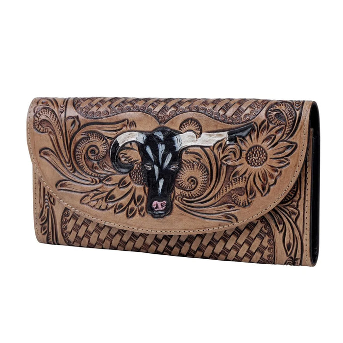 Match Up Leather Bull Head Engraved Wallet Hand Crafted Myra Bag NEW MY-S-4946