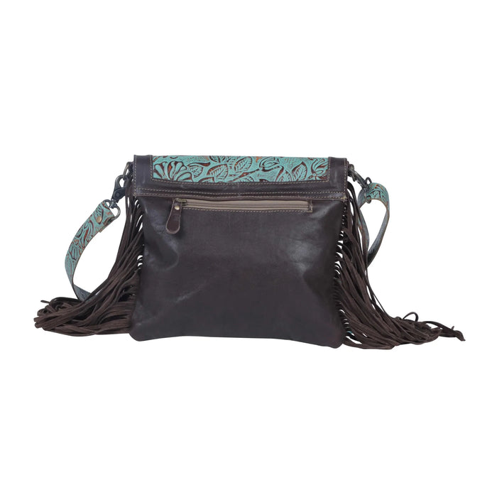 Cold Blue Hues Leather & Cowhide Shoulder Crossbody Bag Hand Crafted Myra Bag NEW MY-S-3785