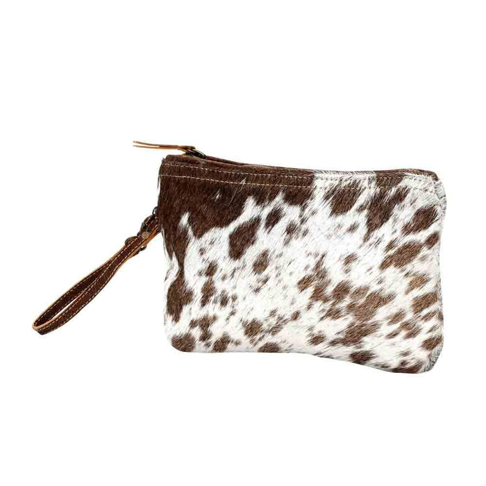 White & Brown Cowhide & Leather Cowhide Small Pouch Purse Hand Crafted Myra Bag NEW MY-S-0785