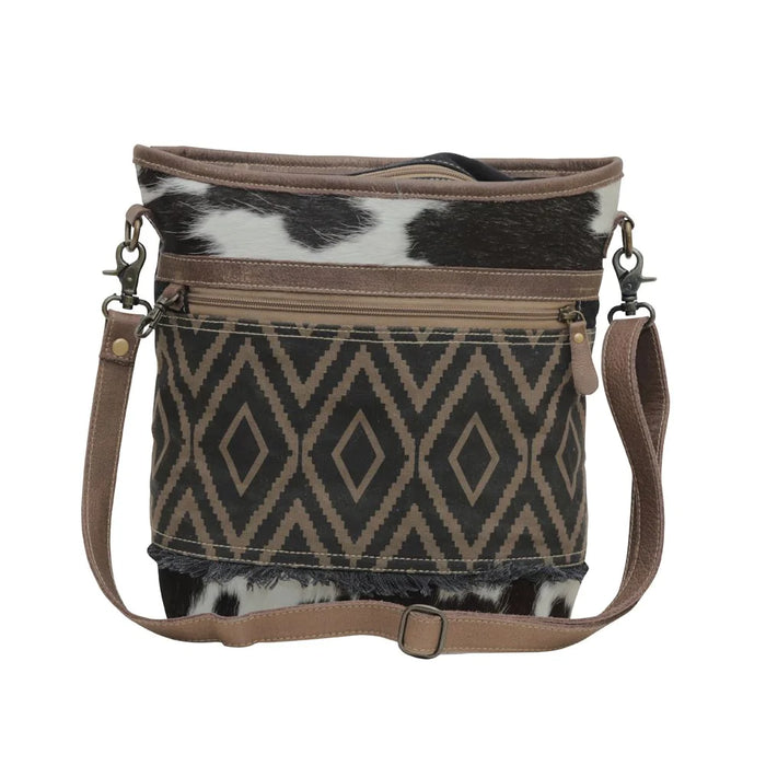 Canvas & Cowhide Shoulder & Crossbody Purse Hand Crafted Myra Bag NEW MY-S-5672