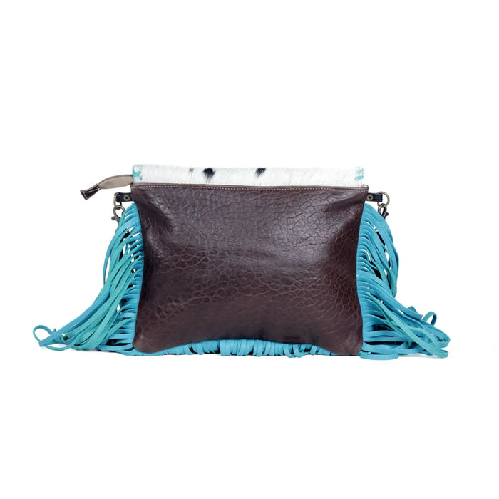 Efferverscence Cowhide & Leather Shoulder Crossbody Purse w/ Fringe Hand Crafted Myra Bag NEW MY-S-3346