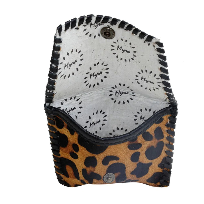 All Eyeballs Hairon & Leather Leopard Print Coin Purse Hand Crafted Myra Bag NEW MY-S-2971