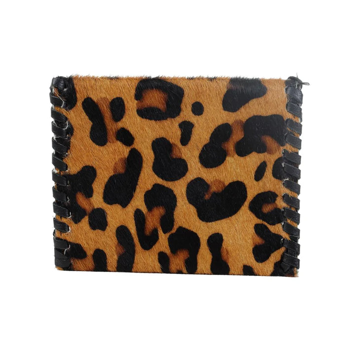 All Eyeballs Hairon & Leather Leopard Print Coin Purse Hand Crafted Myra Bag NEW MY-S-2971