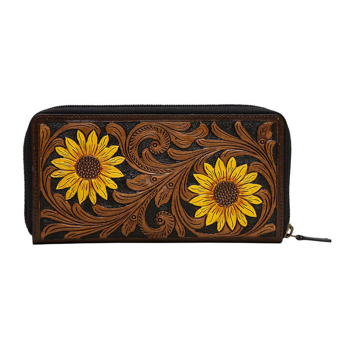 Yellow Bloom Leather Wallet Hand Crafted Myra Bag NEW MY-S-5878