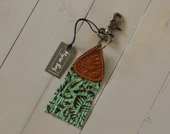 Pine Leather Key Chain w/ Fringe Fob Hand Crafted Myra Bag NEW MY-S-4480