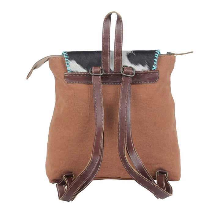 Serein Cotton, Cowhide & Leather Backpack Hand Crafted Myra Bag NEW MY-S-4731