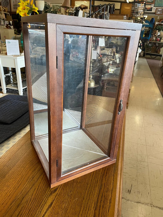Glass display case with mirrored back and front hinge door 29766