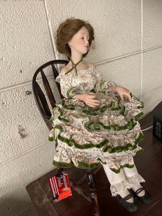 Cover Girl Collections: Danbury Mint porcelain doll with chair 29749