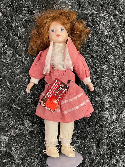 Vintage porcelain doll in pink dress 29795 Vintage porcelain doll in pink dress 29795
